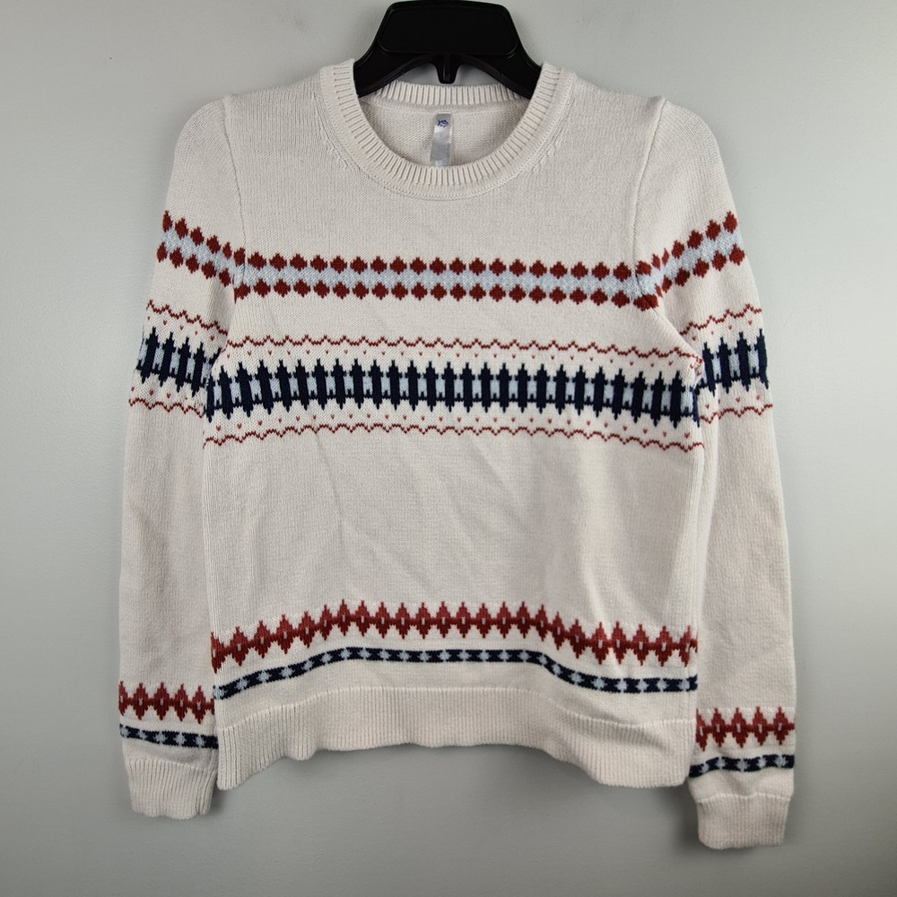 Southern‎ Tide Womens Fair Isle Cotton Cashmere Crewneck Sweater Cream Small